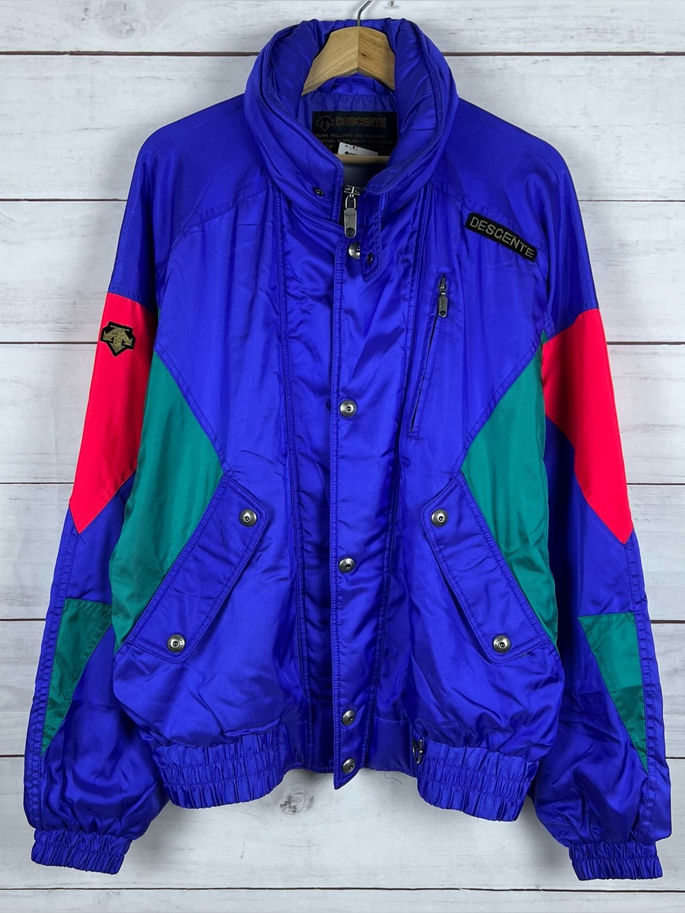 Vintage Descente Jacket Mens Large Blue Ski Colorblock Entrant SC 90s